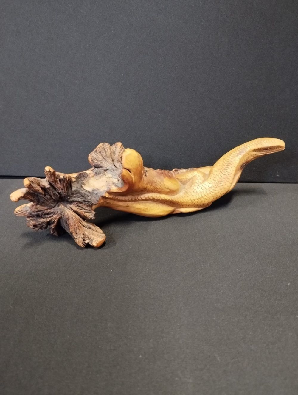 Lot 218: Hand Carved Lizard from Driftwood