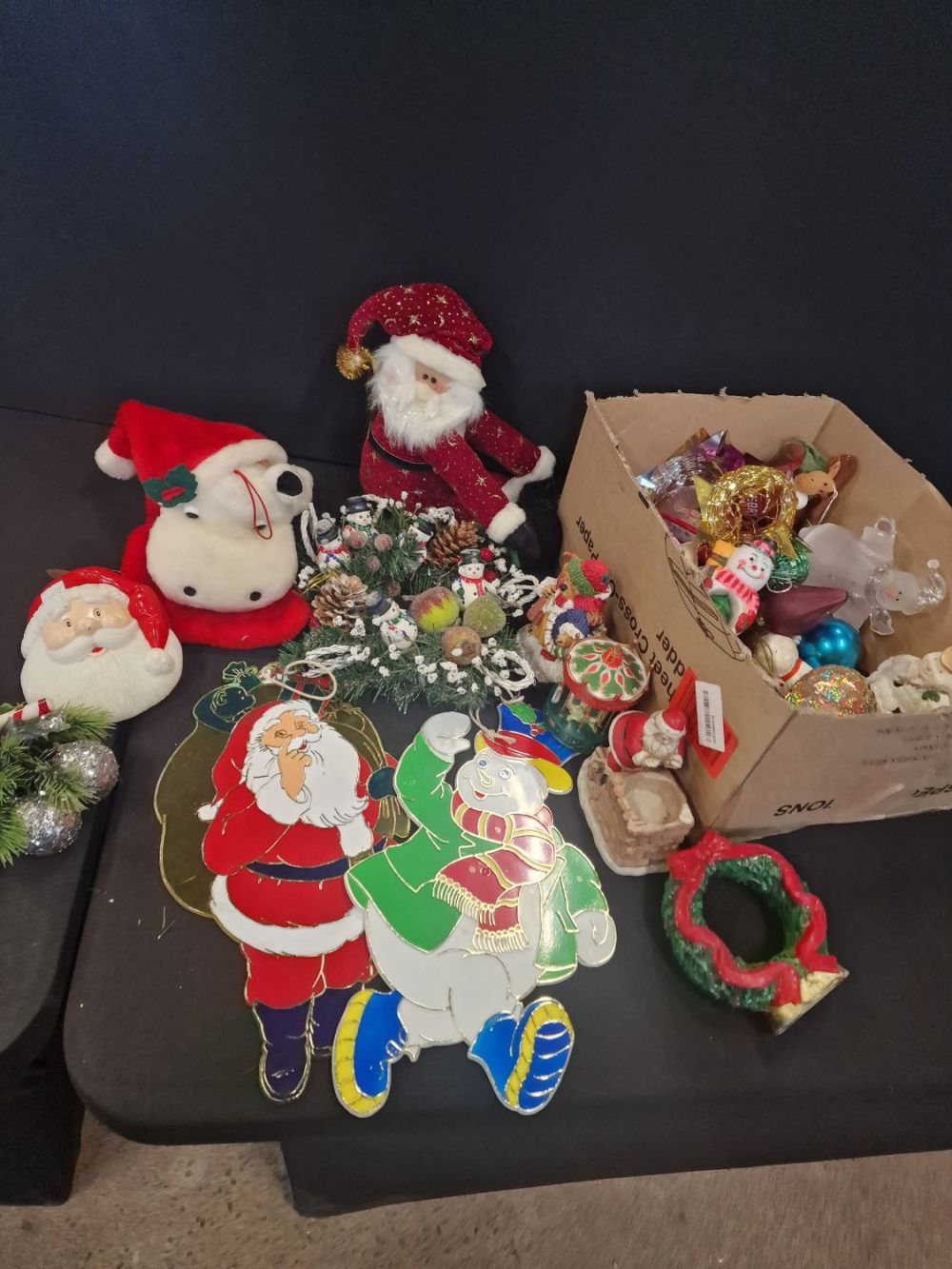 Lot 219: A Selection of Christmas decorations includes vintage wall...