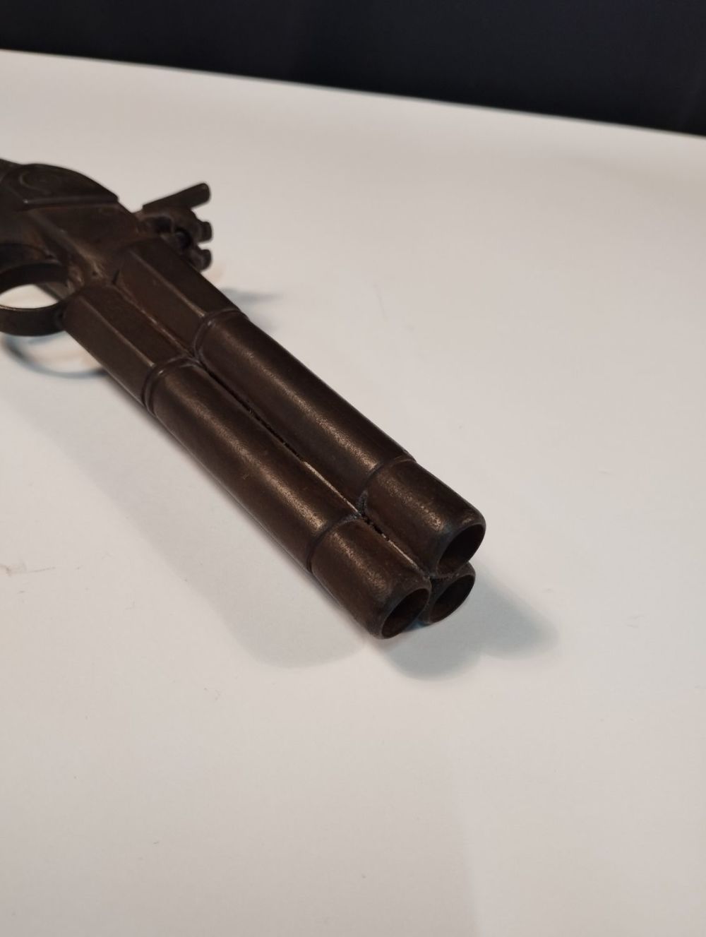 Lot 237: Extremely rare. Three hammer 19th Century tri barrel...