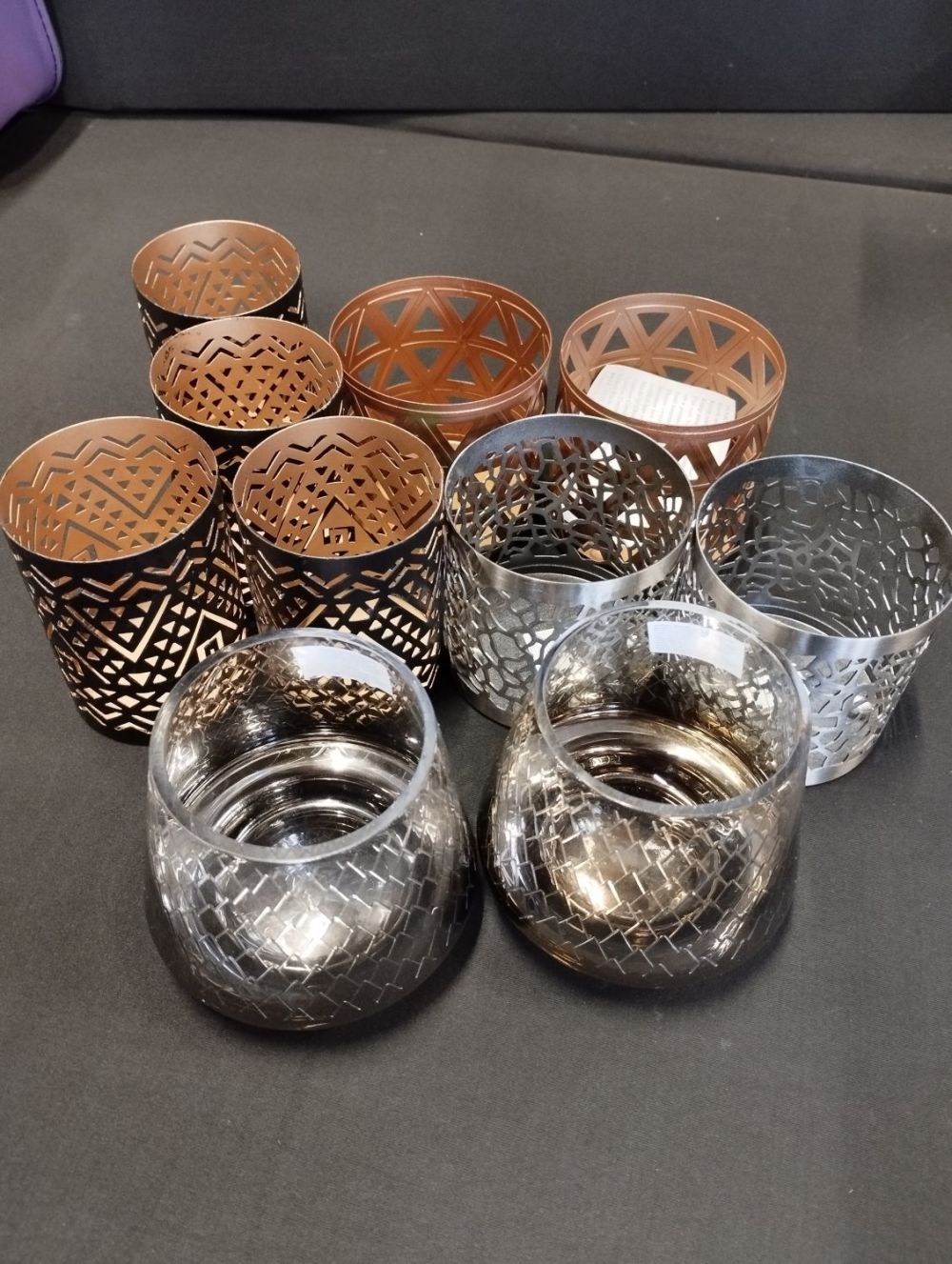 Lot 293: Selection of Candle Holders Metal and Glass