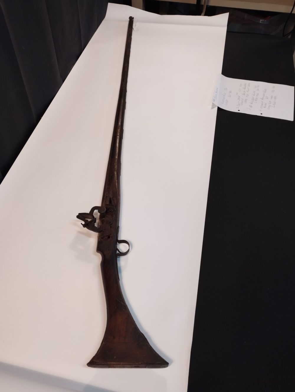 Lot 330: Antique Short Stock Camel Black Powder Flint Lock...