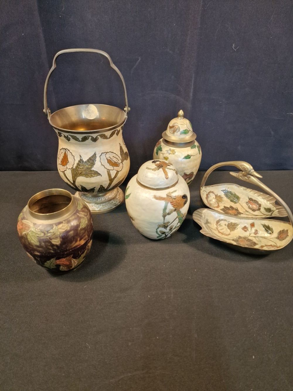 Lot 340: A collection of cloisonne on brass