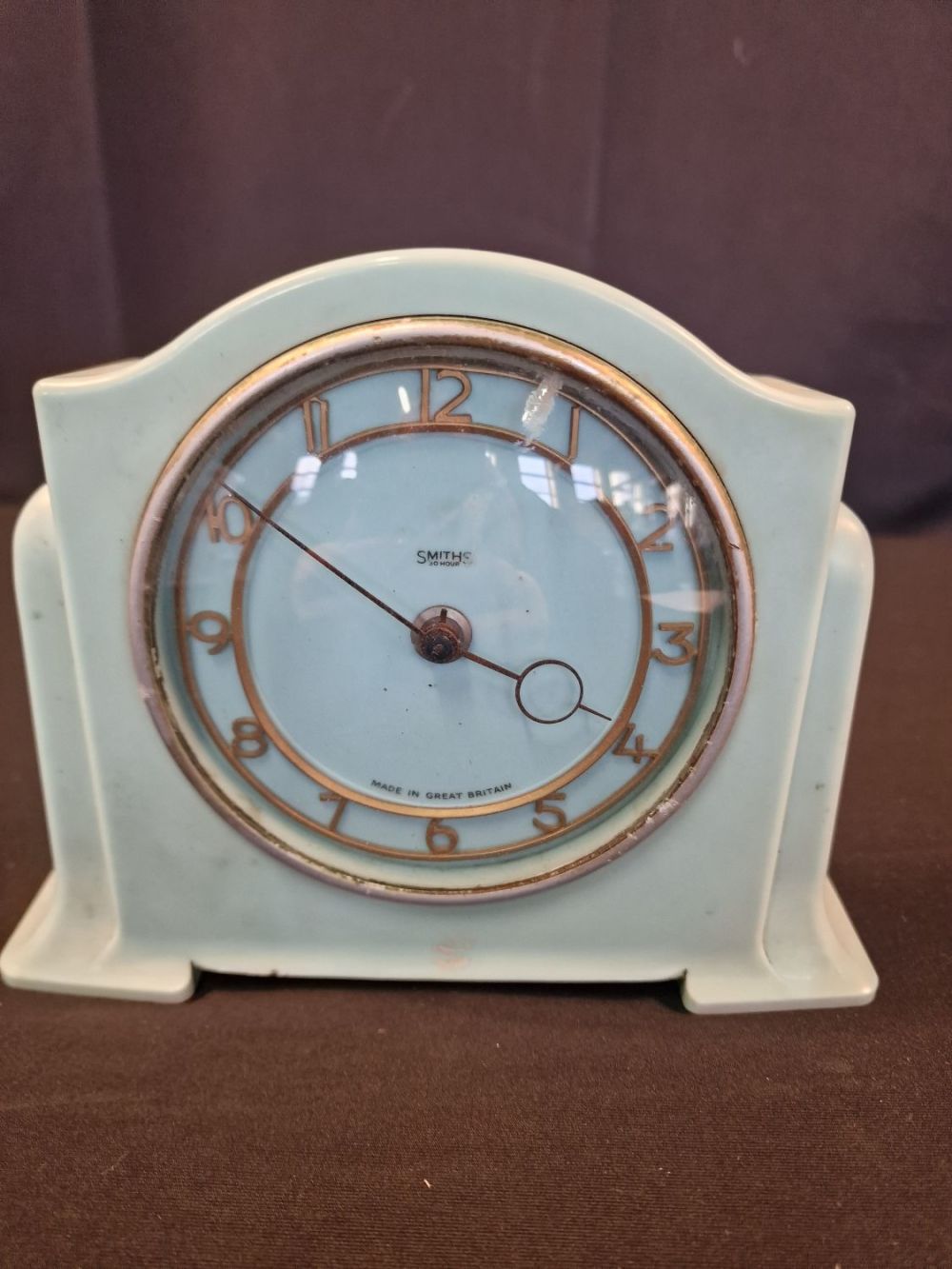 Lot 342: 1930's Art Deco Blue "Smith's SECTIC" Bakelite Clock.