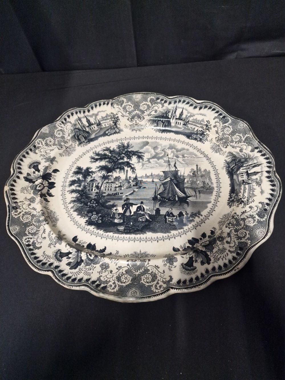 Lot 366: A large serve platter dish antique iron stone....