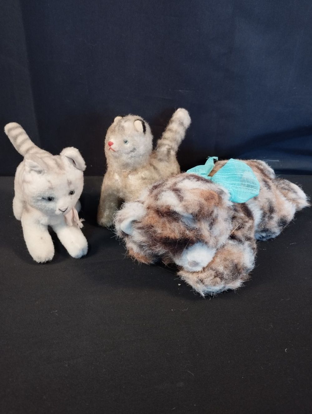 Lot 163: Three Vintage Collectable Steiff Cats. Sleeping Tabby Cat,...