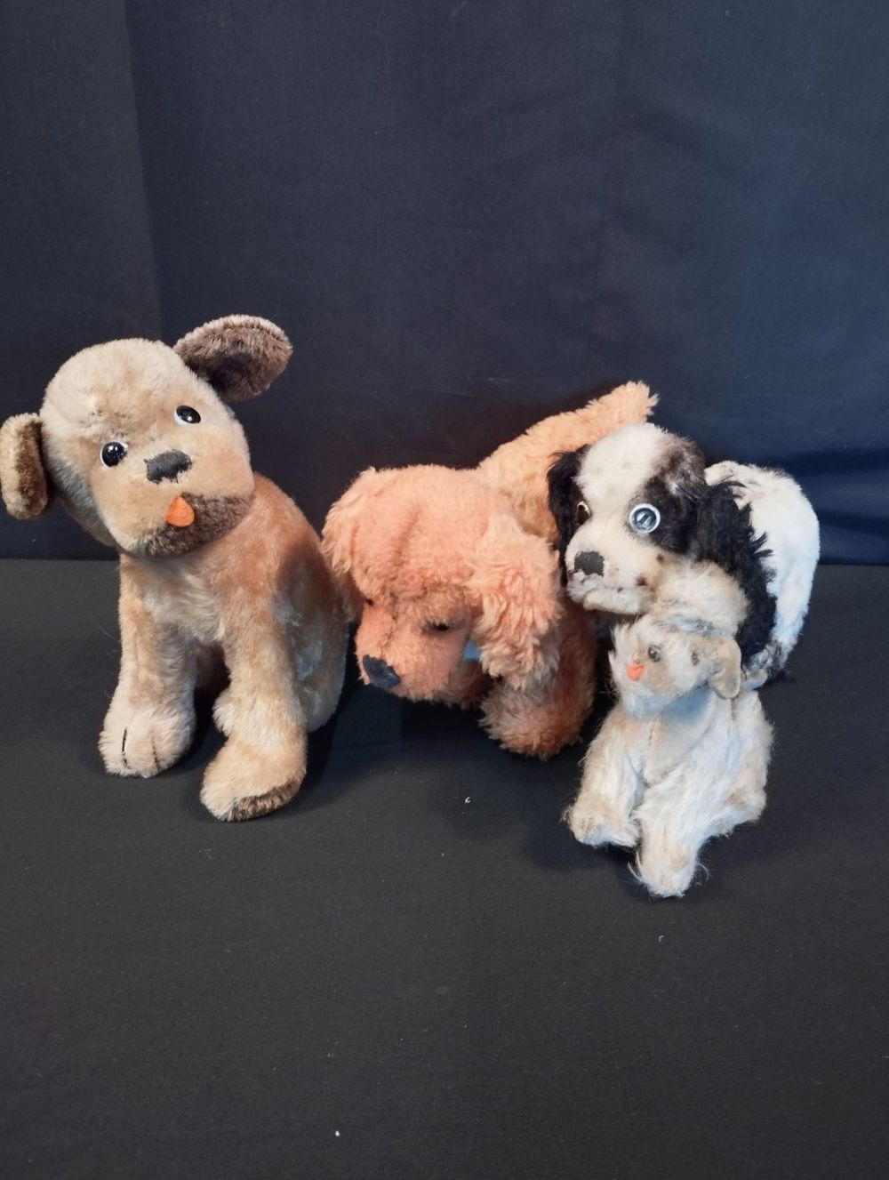 Lot 168: Four Vintage Steiff Dogs inc Orange Plush and...