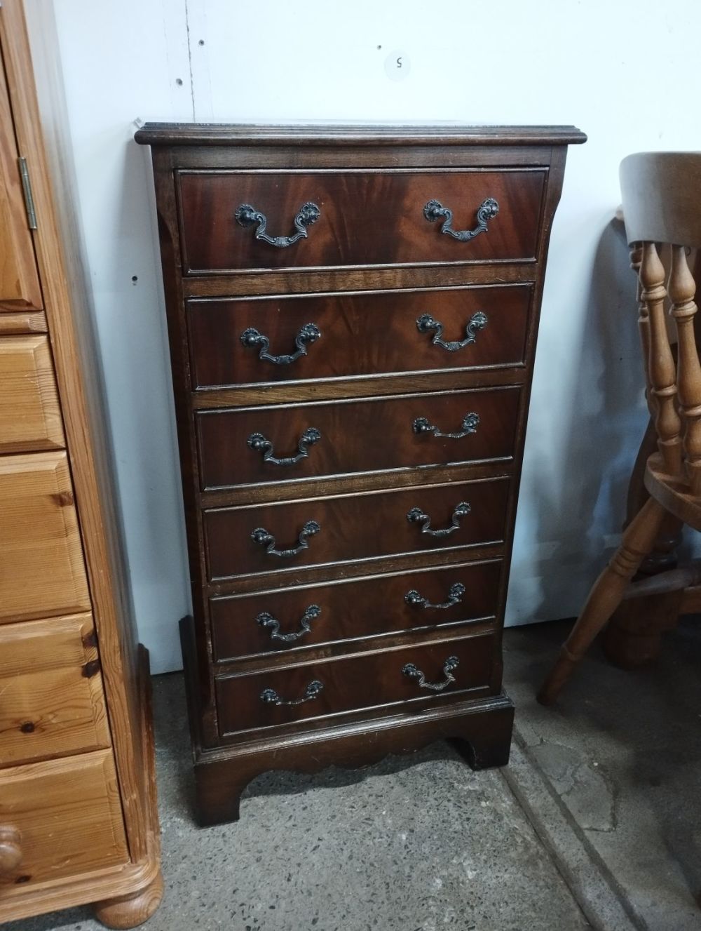 Lot 200: Vintage Mahogany Slimline Chest of Drawers. Six Drawers....