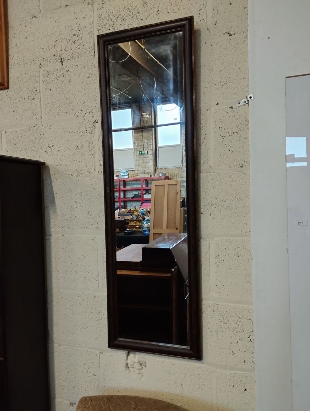 Lot 238: Vintage Tall Wall Hanging Mirror Approx. 121H x...