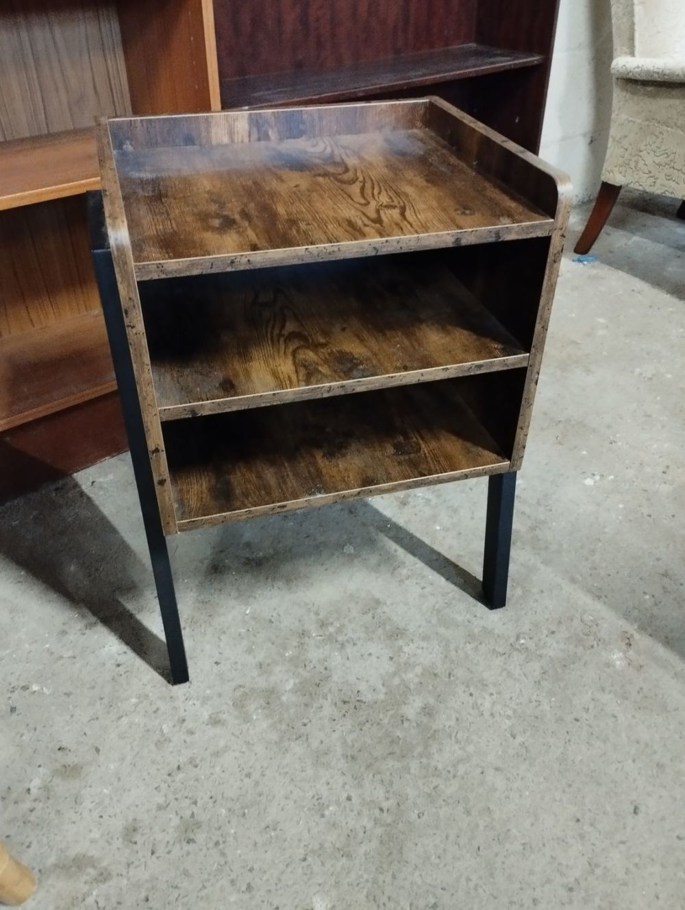 Lot 240: Industrial 3-Tier Sofa End Table w/Open Shelf Storage...