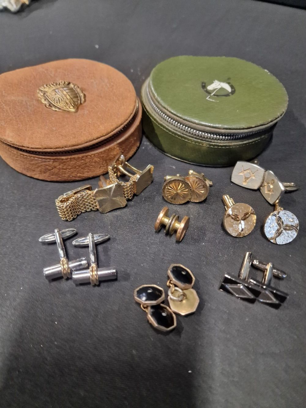 Lot 281: A selection of vintage cuff links with two...