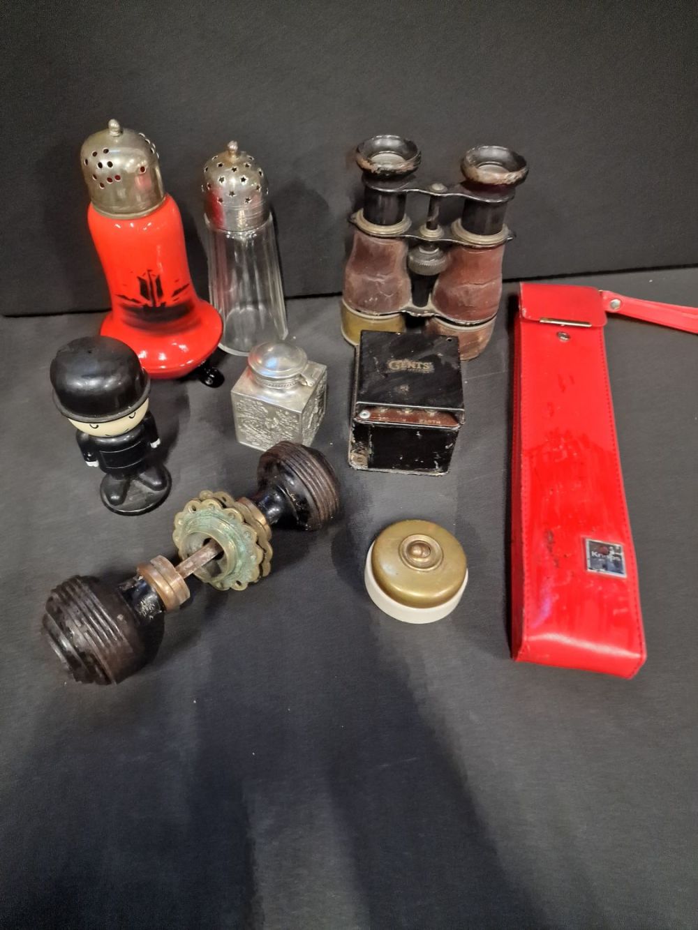 Lot 292: A.collection of Vintage items includes Painted Orange Glass...
