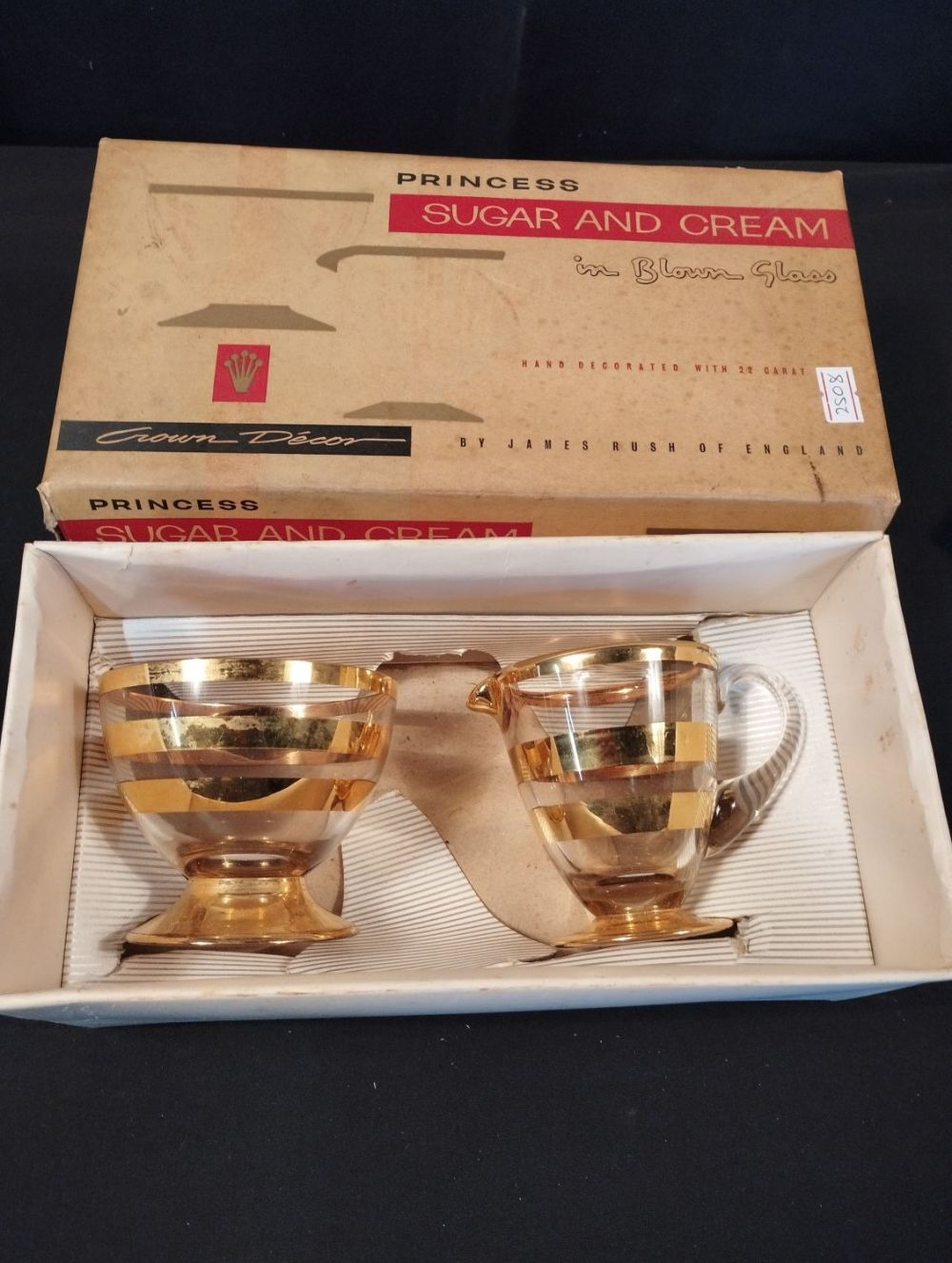 Lot 342: Vintage Crown Decor Princess Sugar and Cream in...