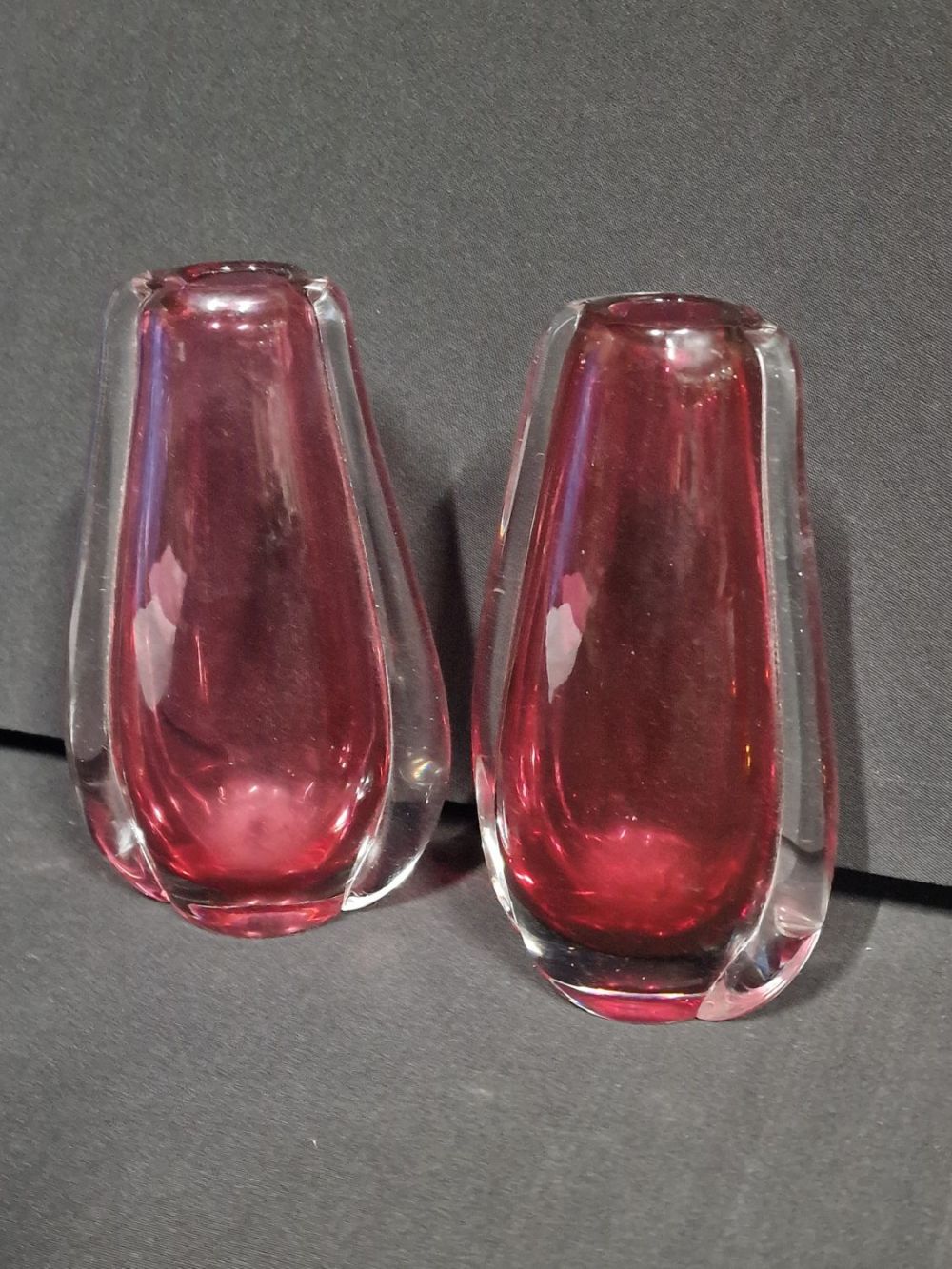 Lot 381: Two Vintage murano Encased Glass Vase, Vivid pink...