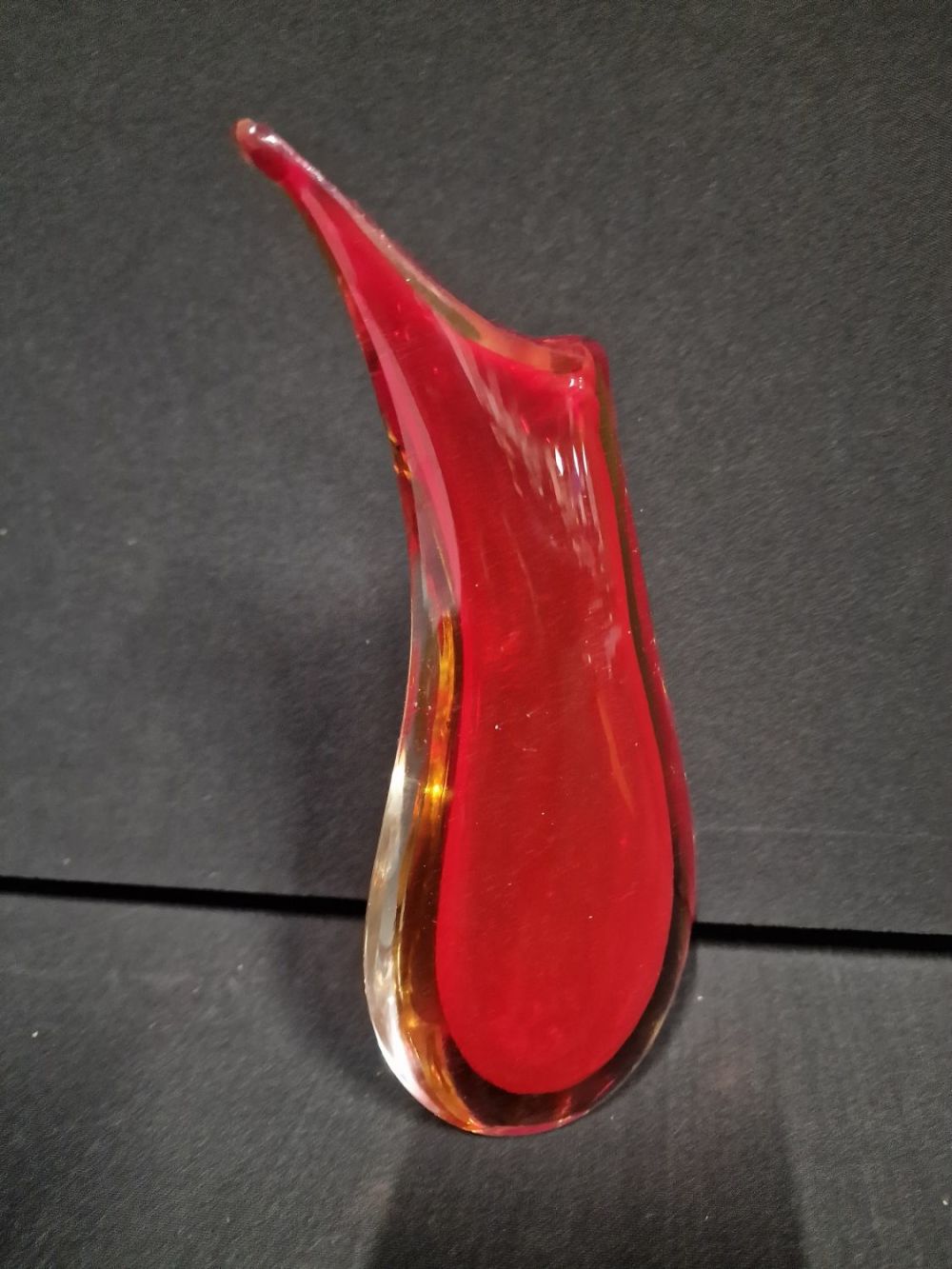 Lot 382: Marano Amber and red sommerso glass vase. Approximately...