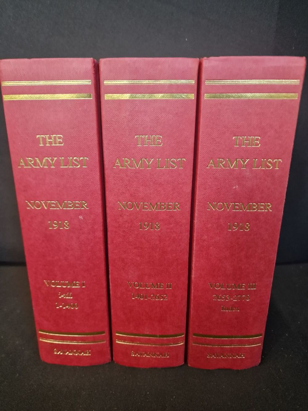 Lot 155: Three volumes of The Army List Novemeber 1918...
