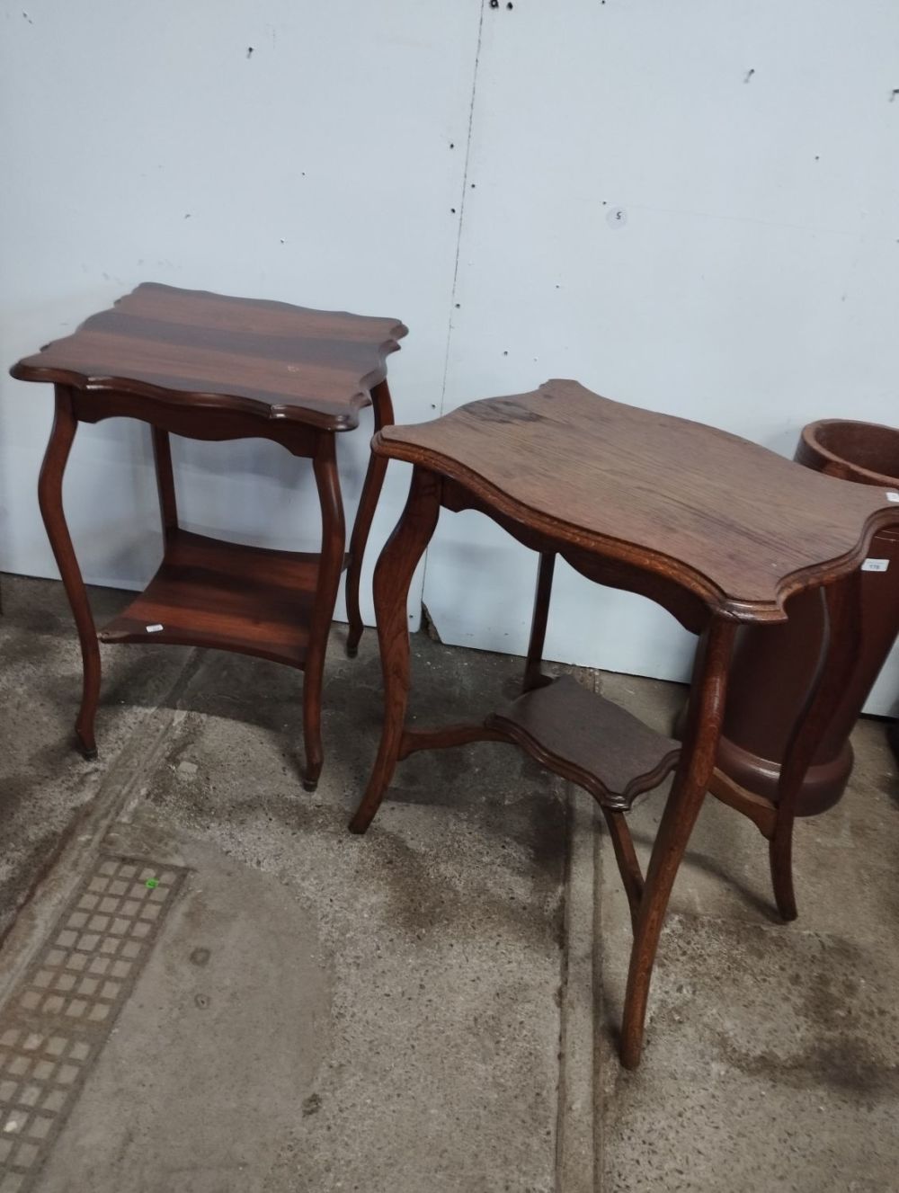 Lot 180: Two Vintage Mahogany and Oak Occasional Tables