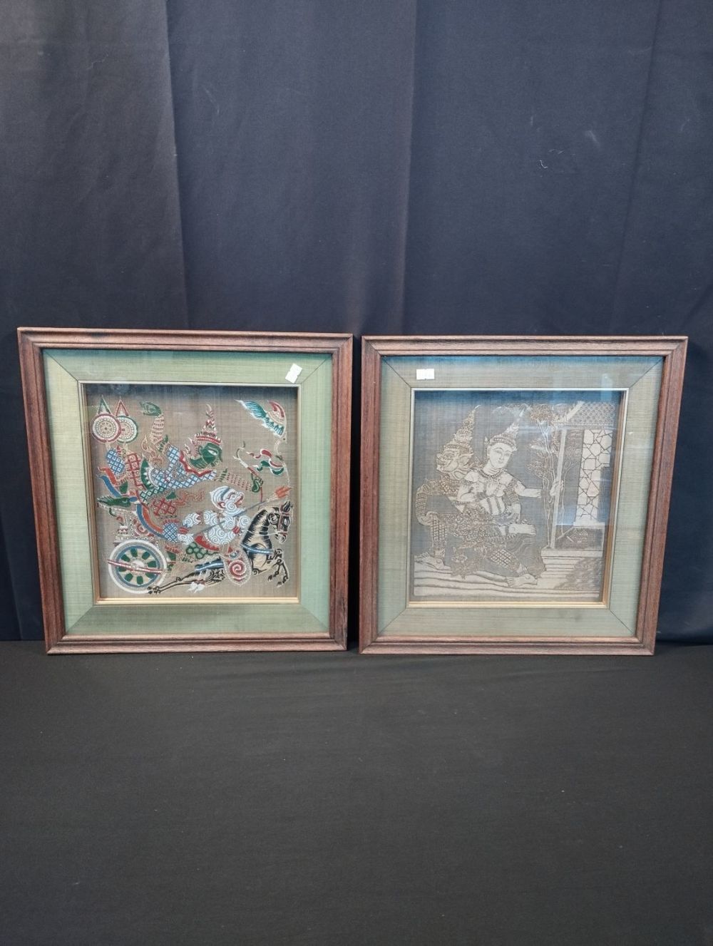 Lot 188: Vintage Thai Silk Embroidery Painting and Embroidered Picture....
