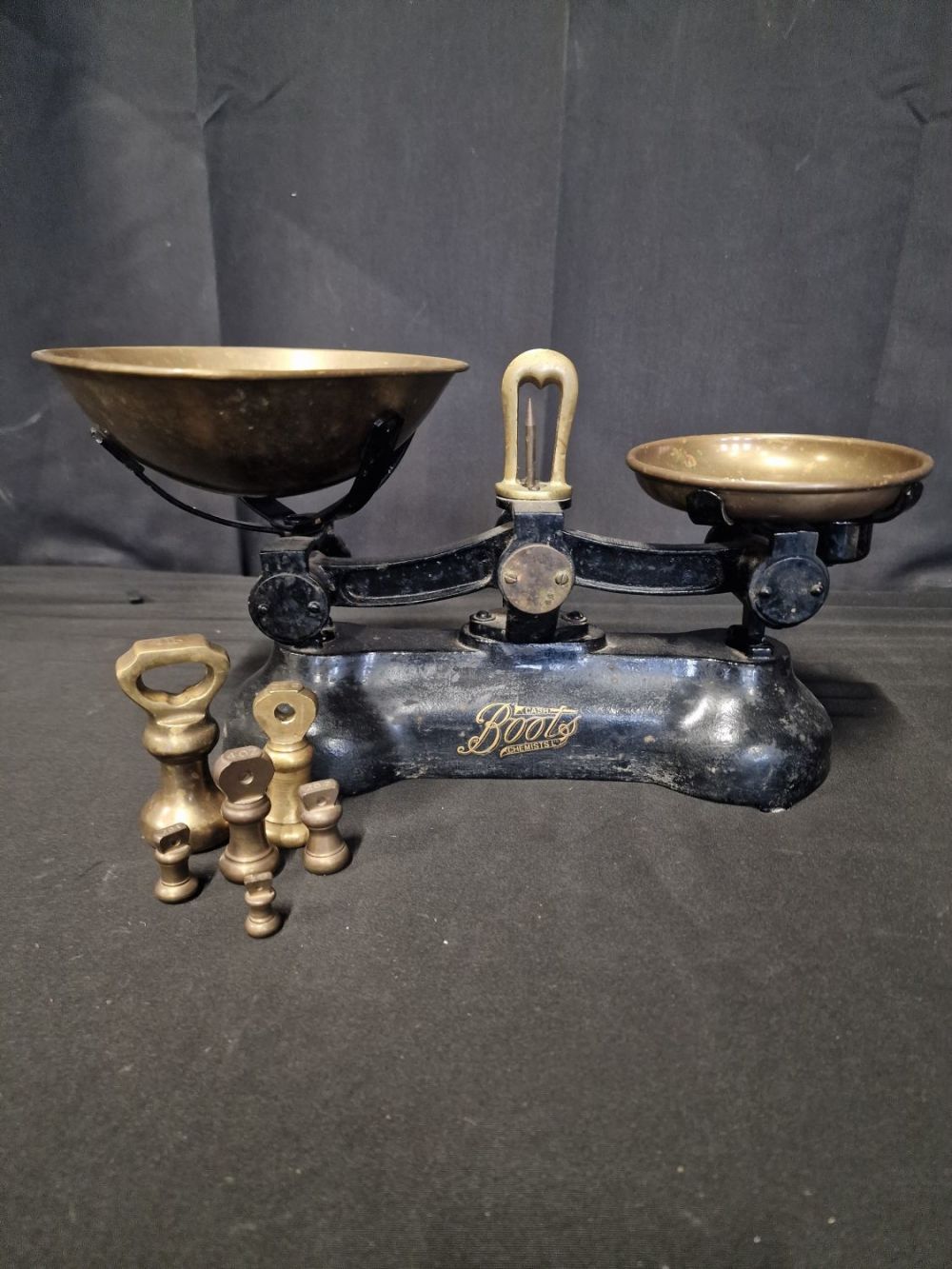 Lot 205: Antique Boots the Chemist Cast Iron Brass Kitchen...