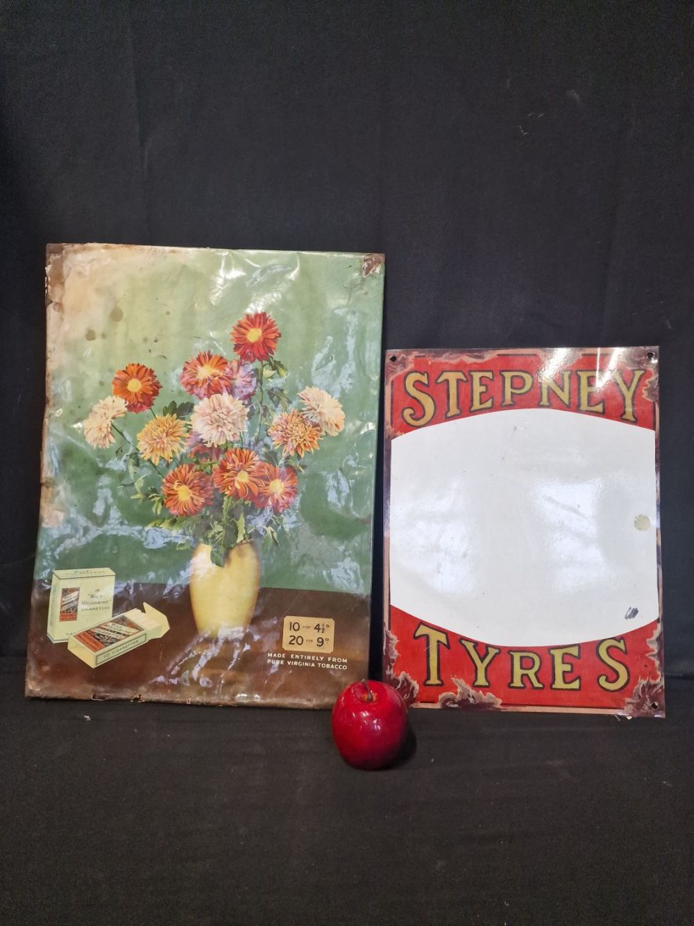 Lot 206: 1950s Will Woodbine Cigarette Advertising metal Board 20x15"...