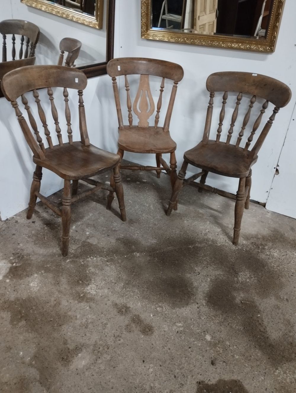 Lot 209: Three Vintage Wooden Chairs