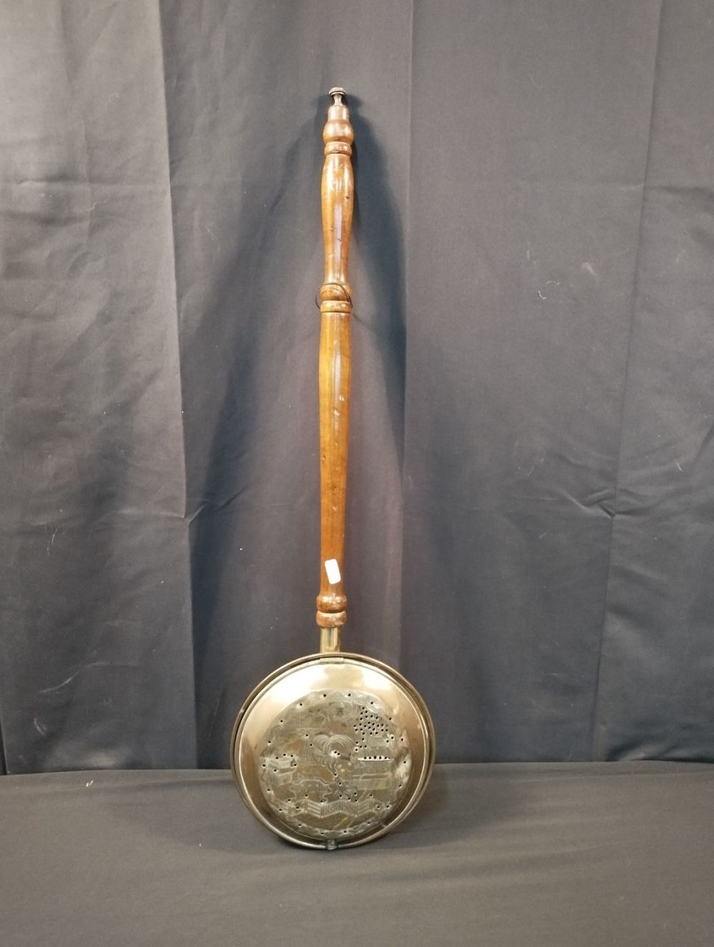 Lot 213: Vintage Brass Bed Warmer. Approx. 83cm Length.
