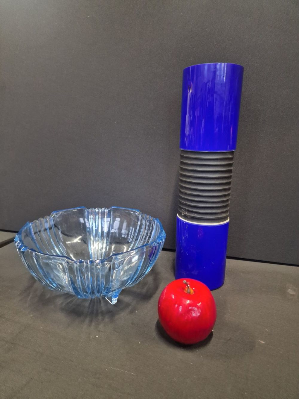 Lot 225: A vintage pale blue art deco glass bowl....
