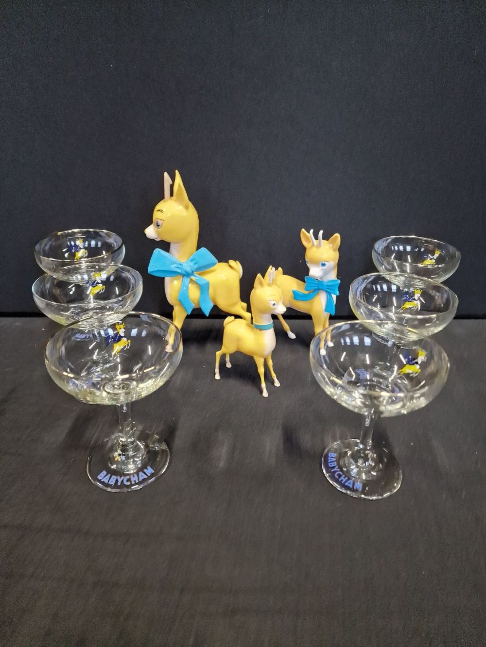 Lot 235: Six 1960s babycham glasses and three various sized...