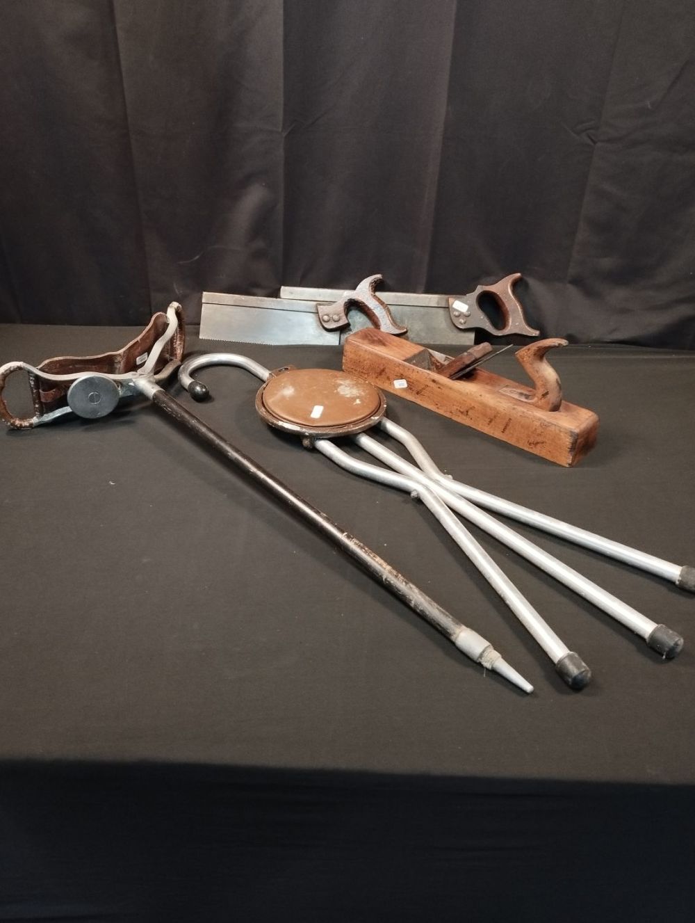 Lot 242: Vintage Hand Tools and Folding Walking Seats
