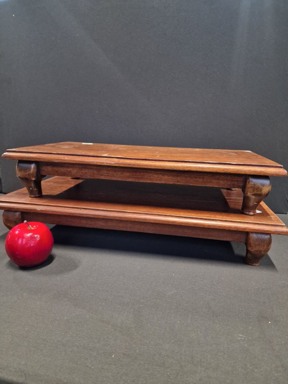 Lot 247: Two vintage wooden low foot stools