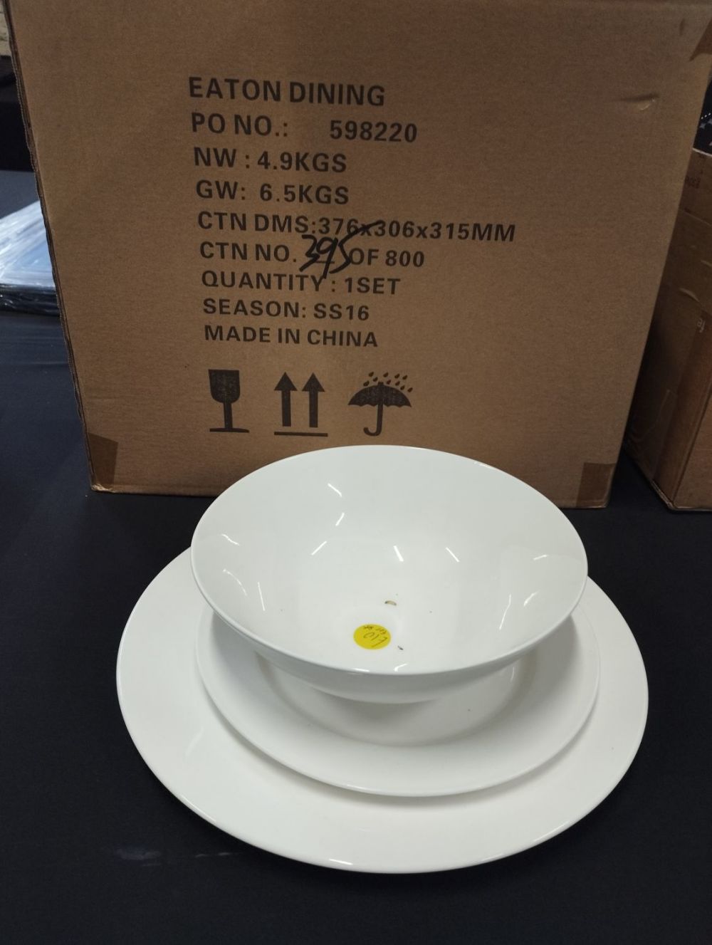 Lot 308: 12pc Dinner Set and Six Drilled Wall Mounted...