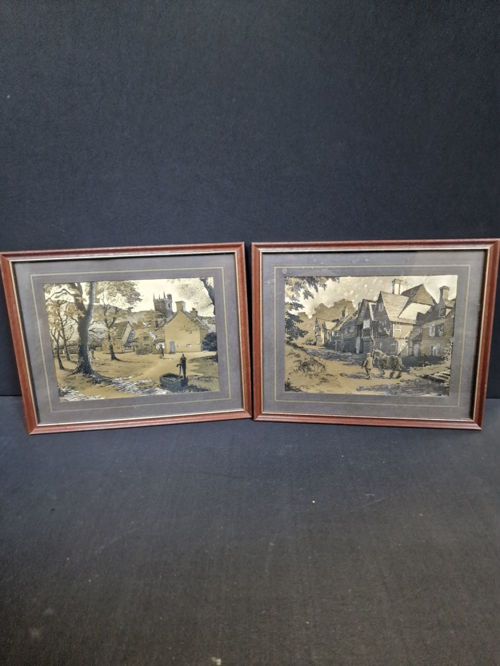 Lot 330: Two vintage brass etched pictured