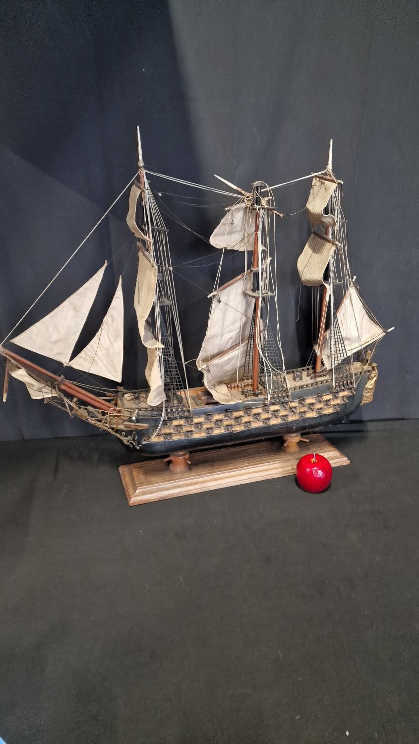 Lot 62: A large vintage hand made wooden ship.