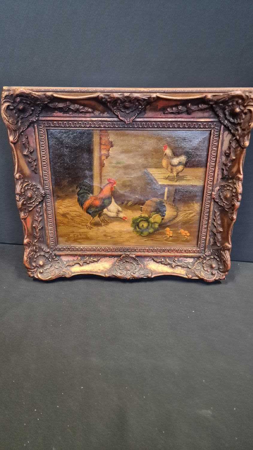 Lot 65: A vintage hand painted oil on canvas painting...