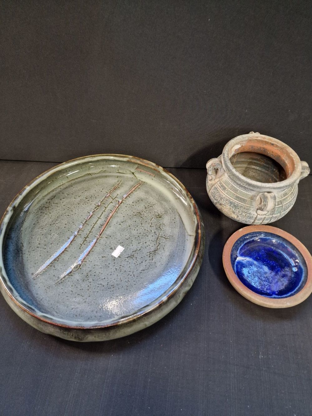 Lot 89: Three unique peice of rustic stone ware. Comprises...