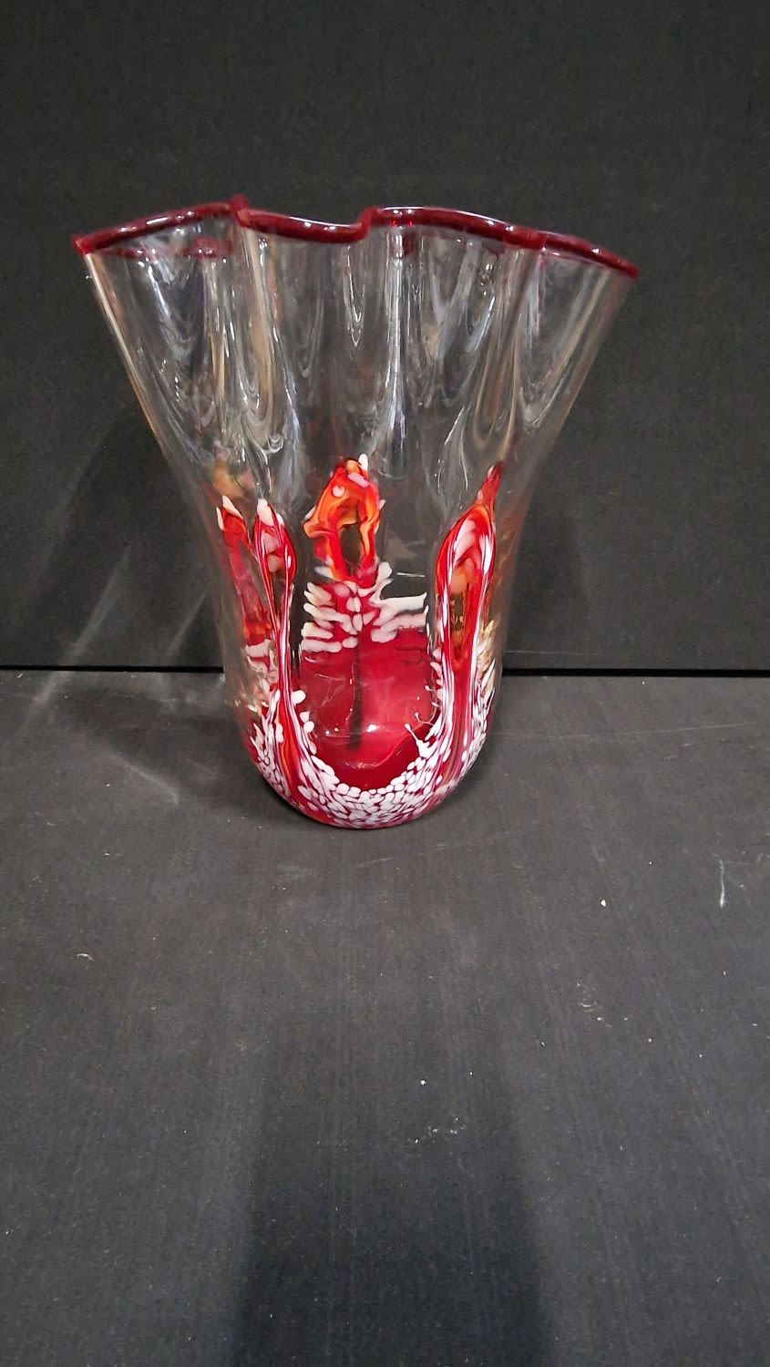Lot 176: A large hand blown red and white on...