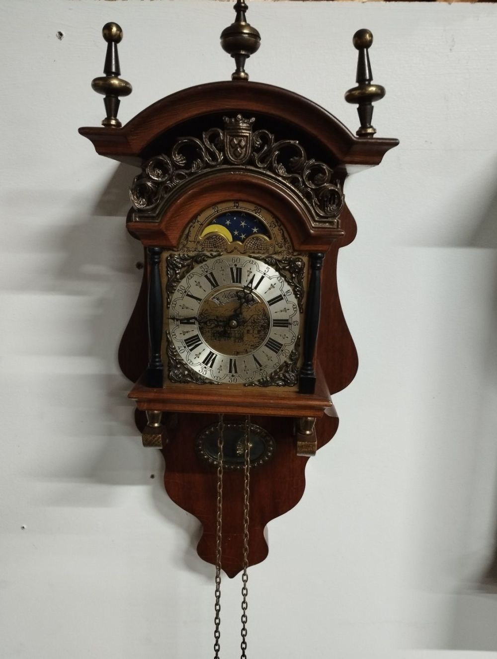Lot 223: Vintage Warmink Dutch Moon Phase Wall Clock with...