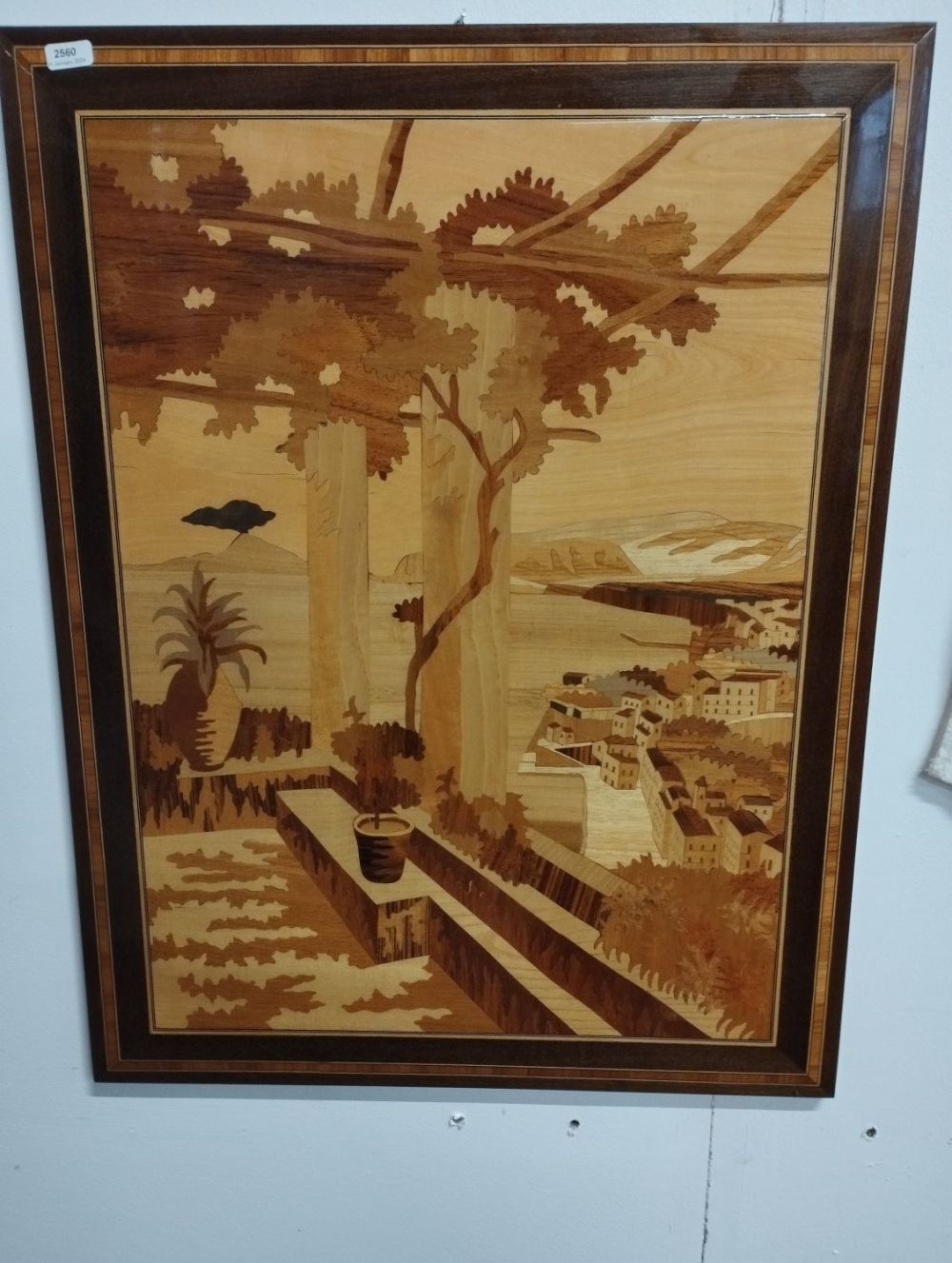 Lot 230: A Beautiful Wooden Inlaid Marquetry Picture with Lacquered...