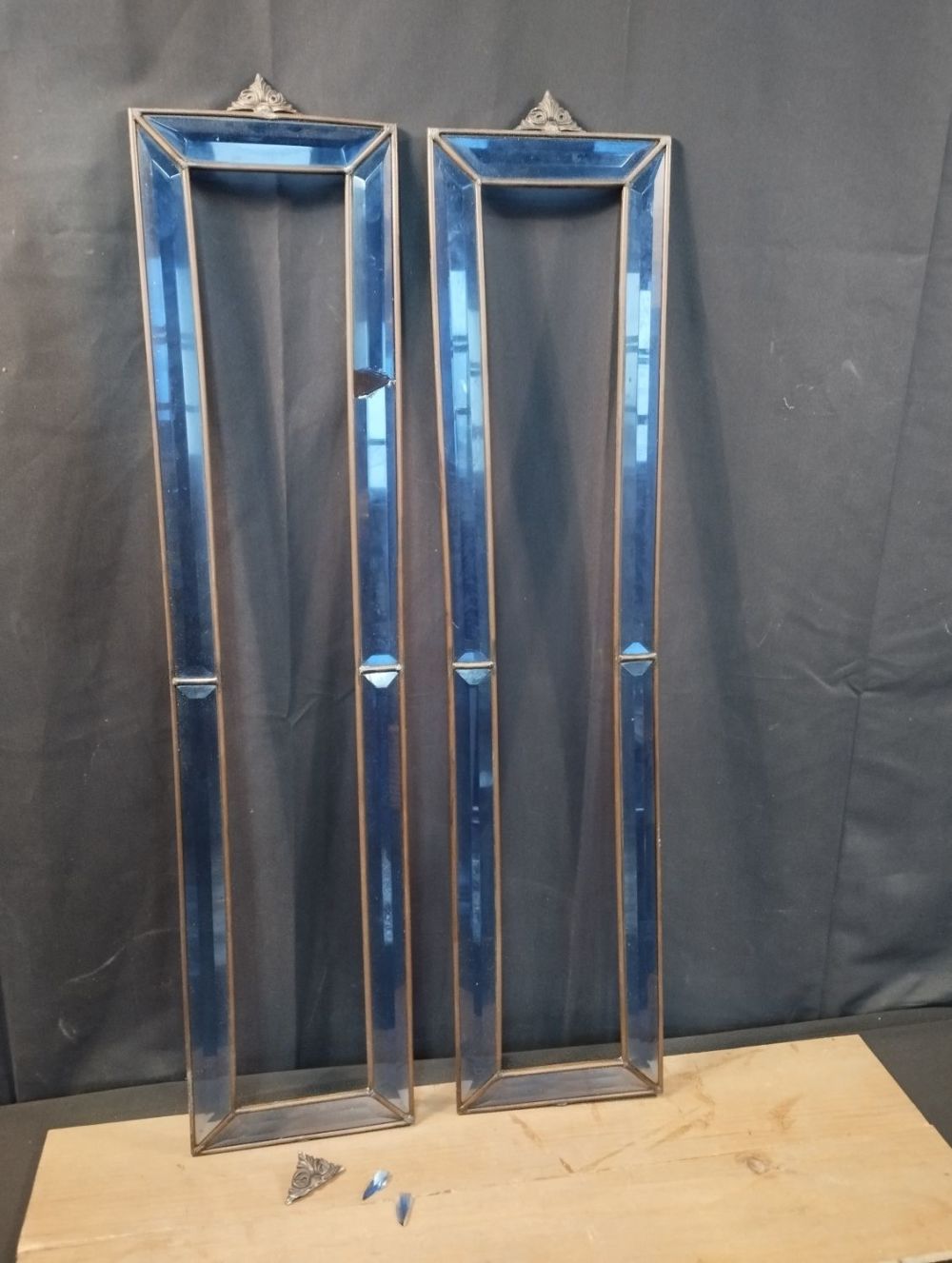 Lot 249: Vintage Blue Glass Art Deco Picture Frames. Approx....