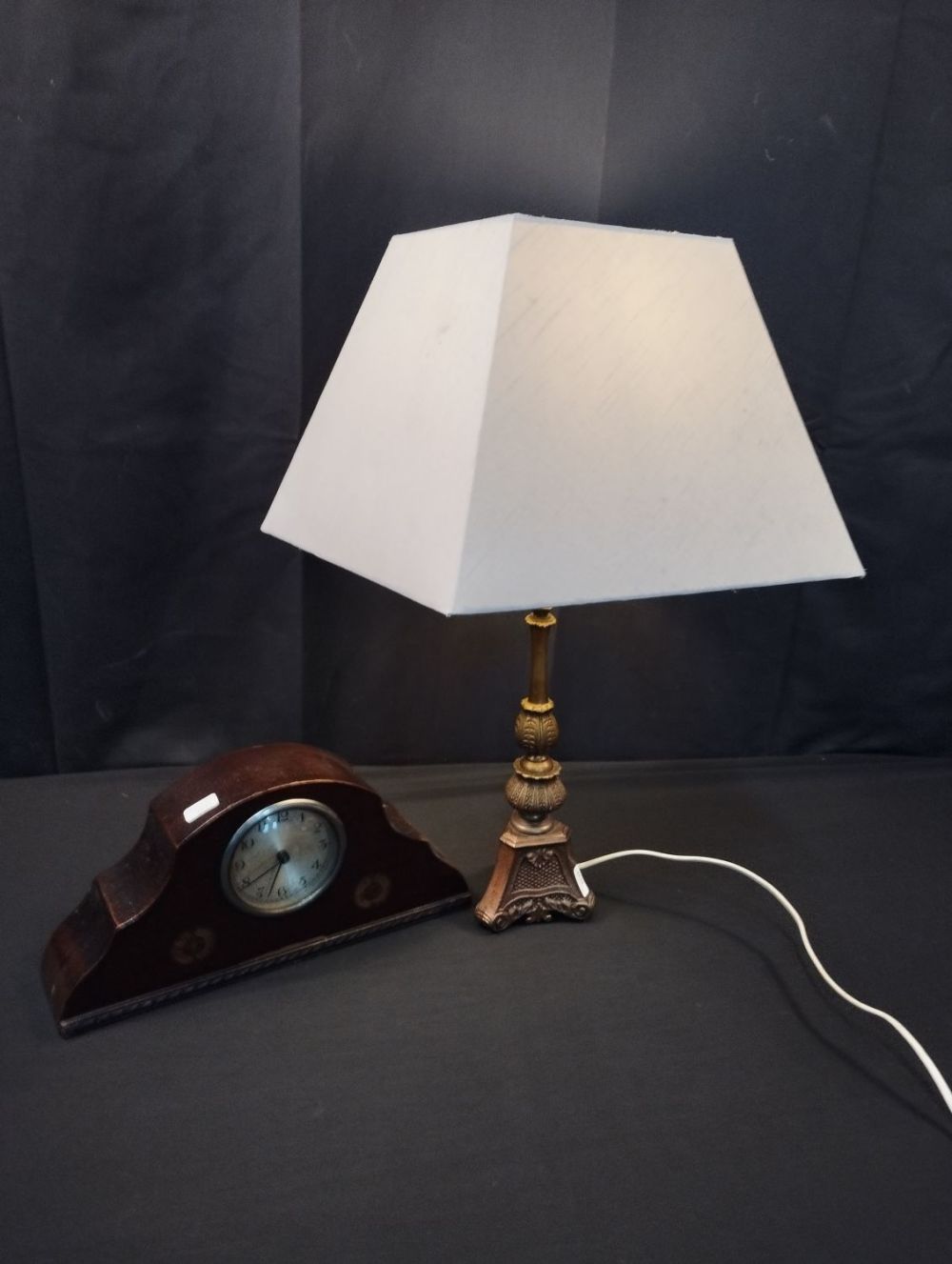 Lot 250: Vintage Lamp and Mantle Clock
