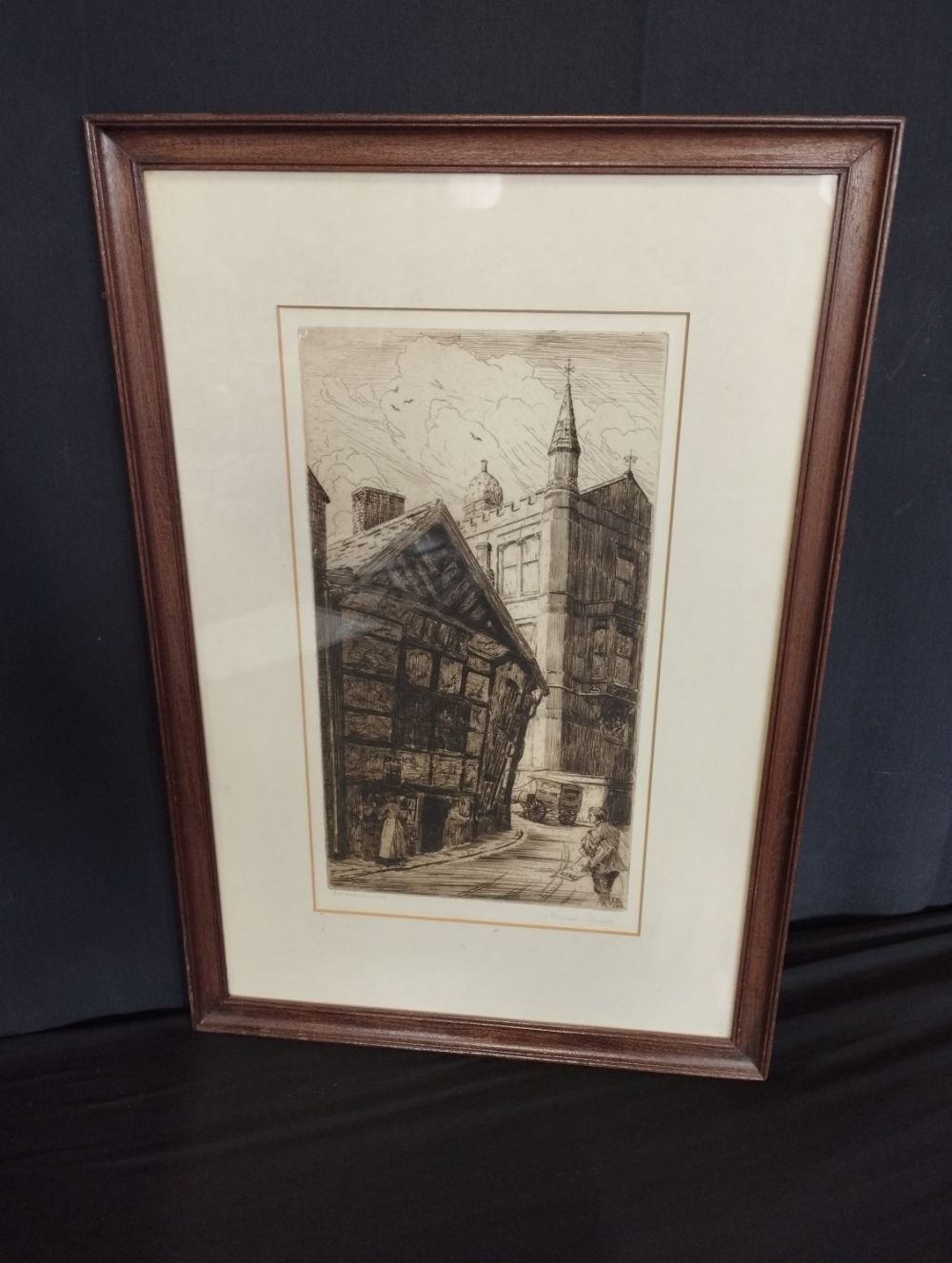 Lot 295: Antique Framed Artist Signed and Titled Etching by...
