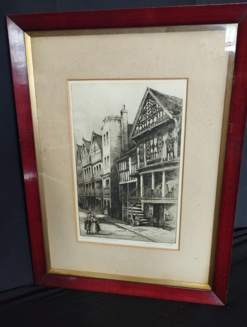 Lot 298: Vintage Framed Artist Signed and Titled Etching by...