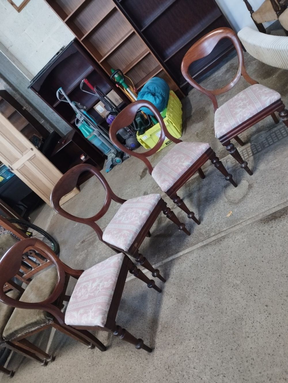 Lot 299: Set of 4 Vintage Balloon Back Dining Chairs
