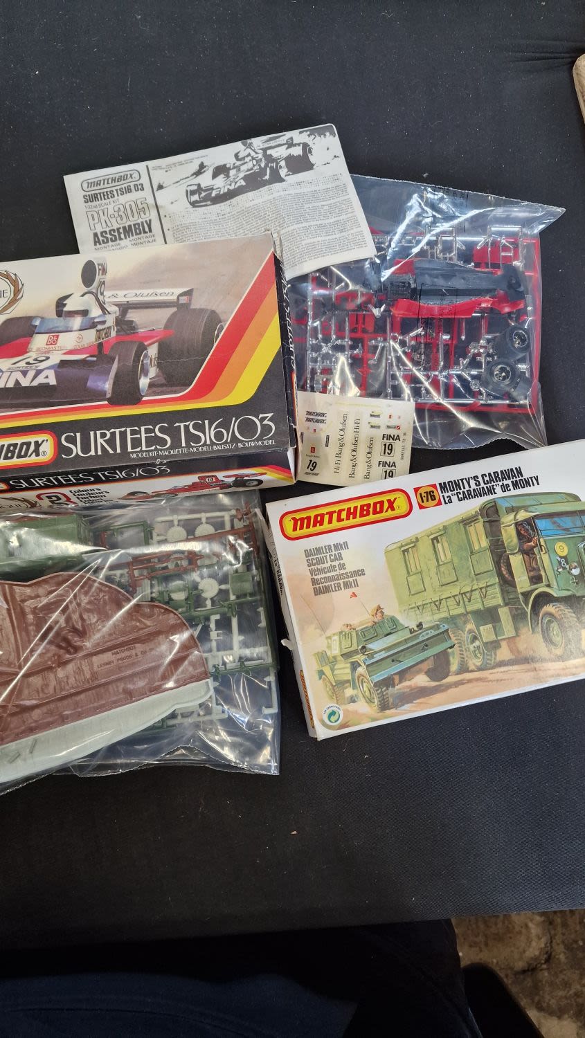 Lot 74: Two vintage matchbox model kits. MONTYS caravan no.4185...