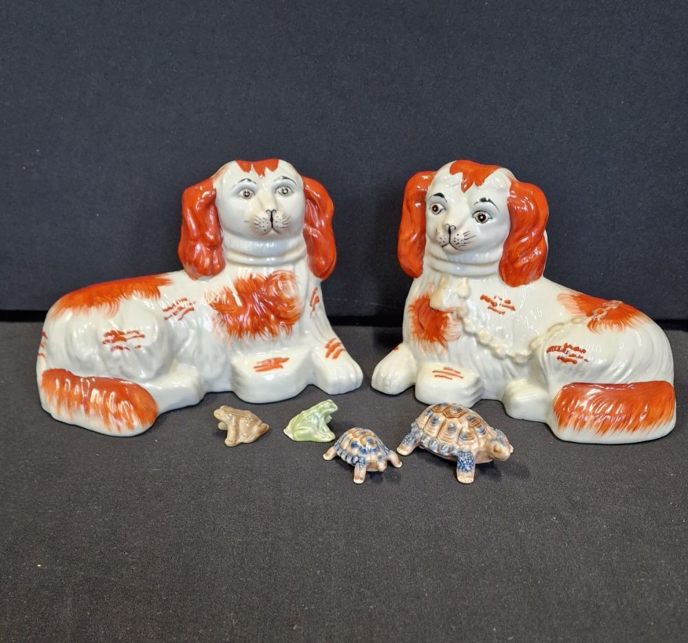 Lot 78: A pair of reproduction Victorian Staffordshire King Charles...