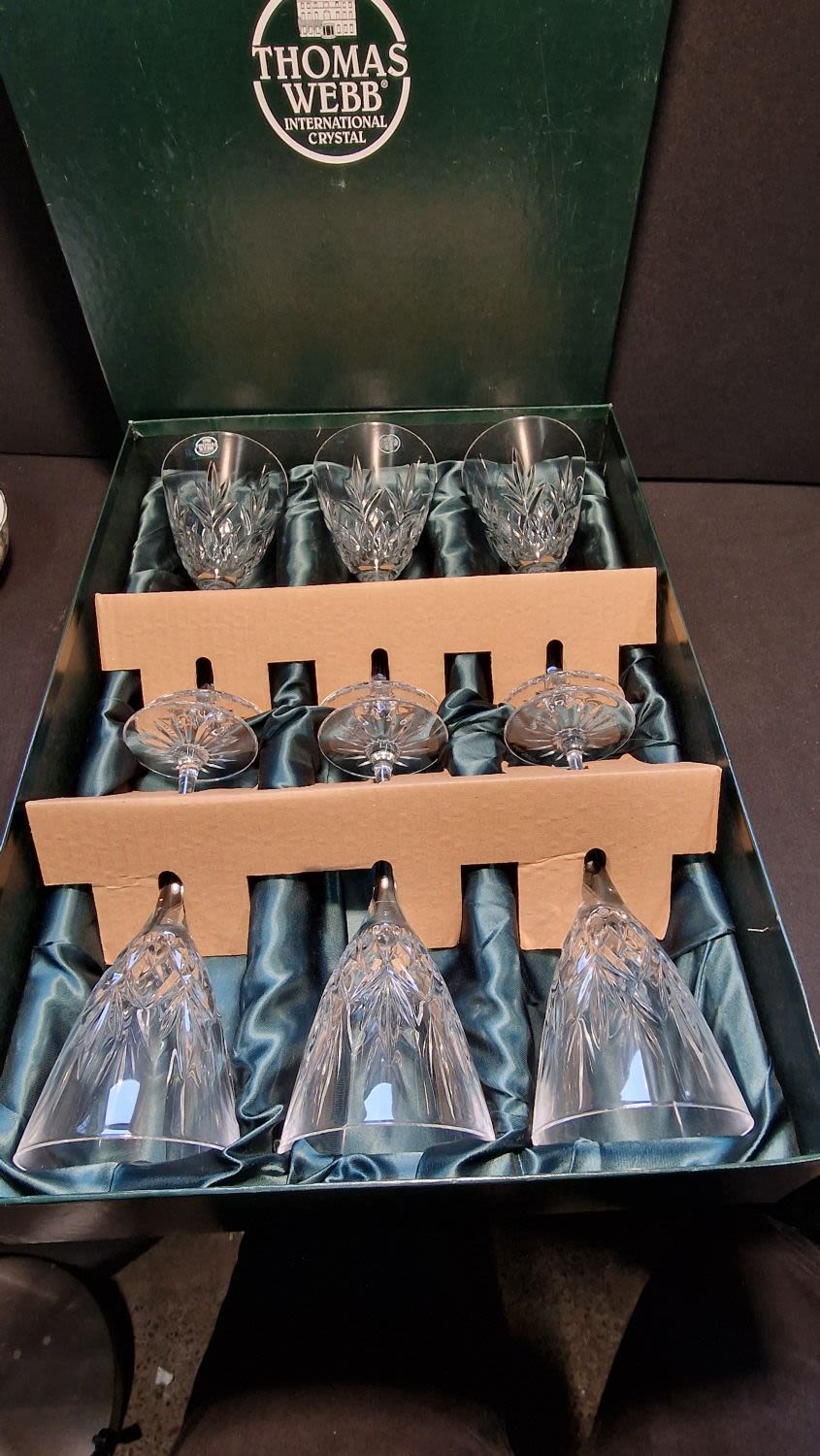 Lot 95: Set of 6 Thomas Webb 'Romeo' Crystal Wine...