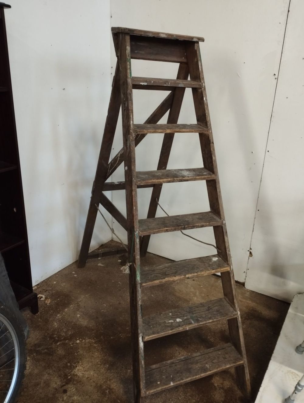 Lot 218: Vintage Wooden 8 Tread Stepladders