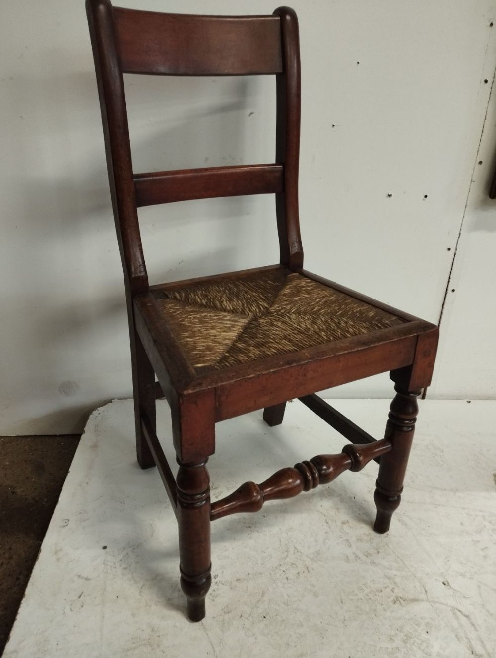 Lot 244: Vintage Wooden Rush Seated Chair
