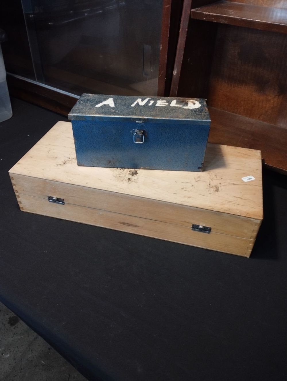 Lot 265: Pair of Vintage Boxes. One Wood, one Metal.