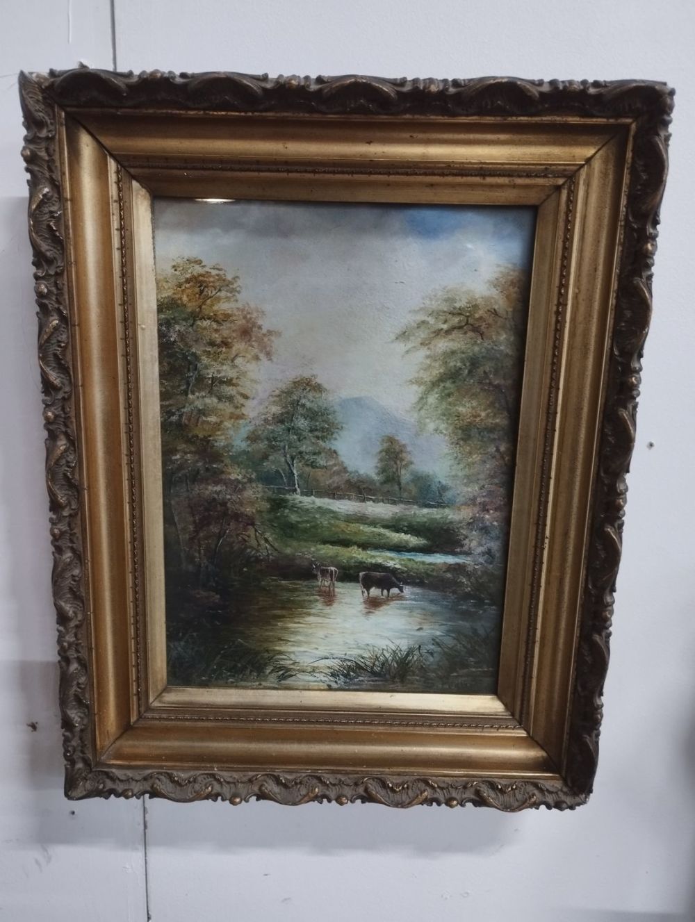 Lot 341: Original Antique Framed Oil Painting Signed by Artist...