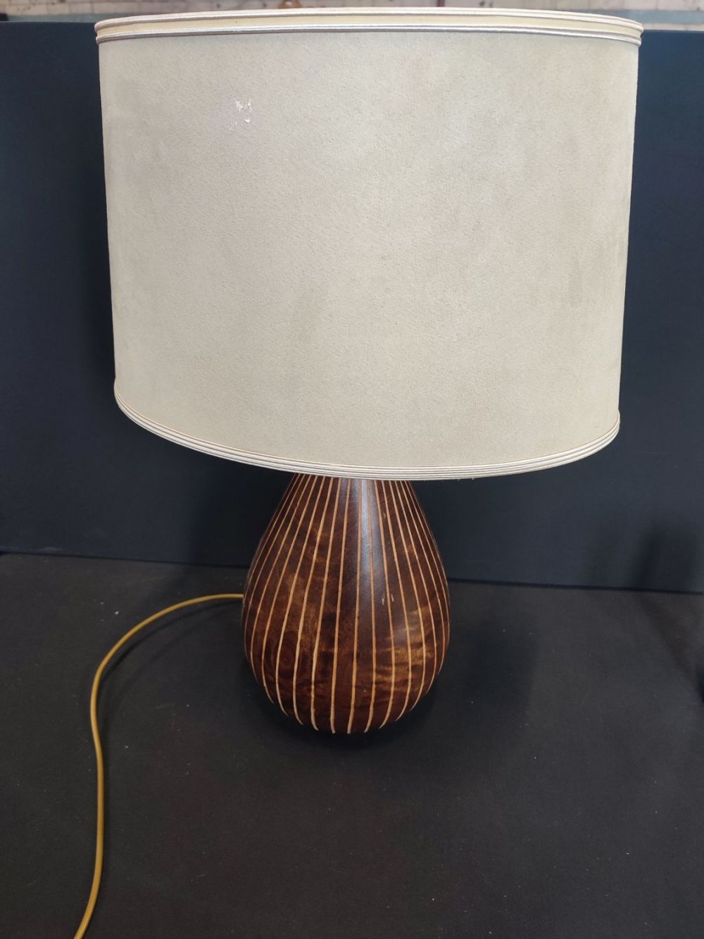 Lot 345: Wooden lamp approximately 22 1/4" including the shade.